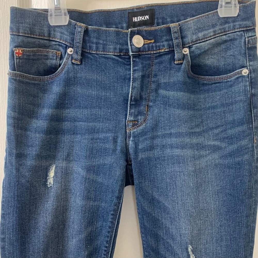 Hudson Low Rise Denim Distressed Ankle Jeans Skinny Medium Wash Women’s 27